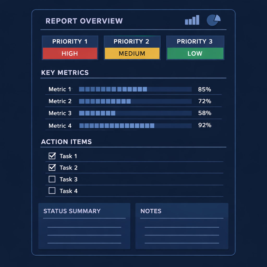 Structured Report Document with Priority Rankings and Checkboxes-1